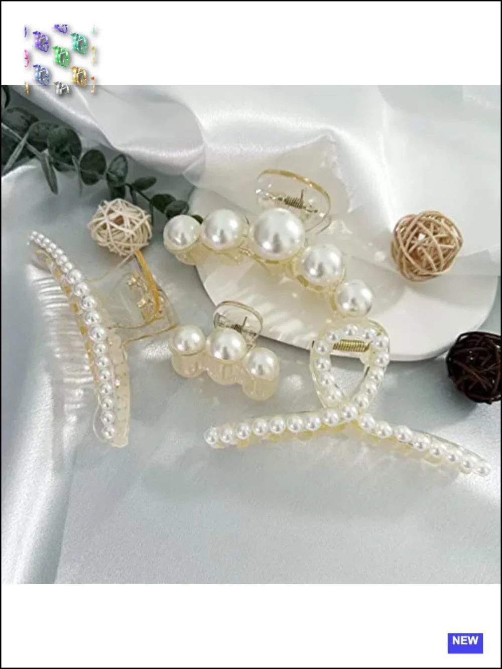 4 Large Pearl Resin Claw Clips for Thick Hair, Hair Barrette Styling Tools